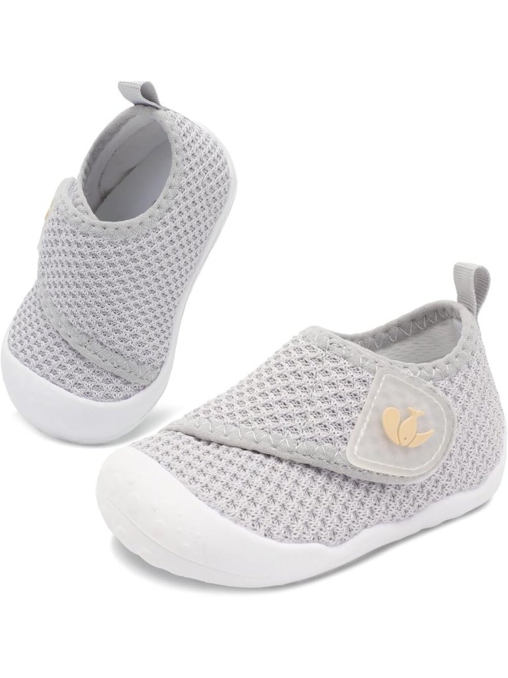 Baby Grey Knit Walking Shoes Wide Shoes Infant Newborn Crib Barefoot Sneakers